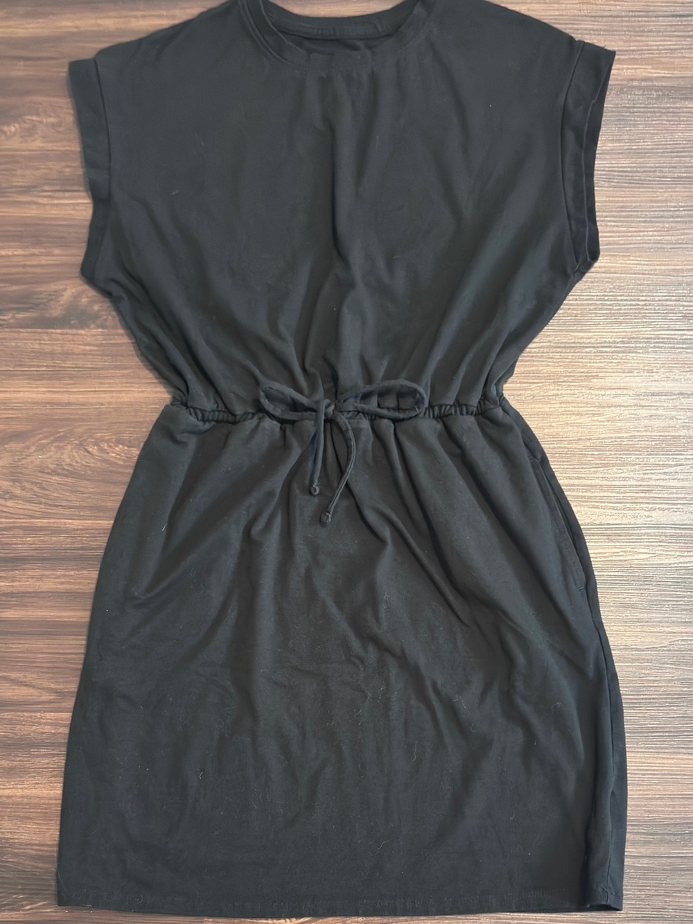 a new day Black Cinch-Waist Sleeveless Mini Dress -Medium
